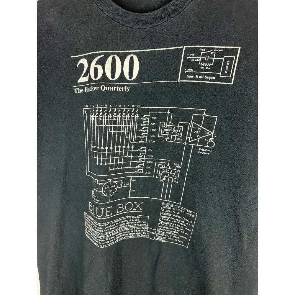 Vtg 90's 2600 The Hacker Quarterly Coding T Shirt Single Stitch Double Sided XL - Picture 2 of 9